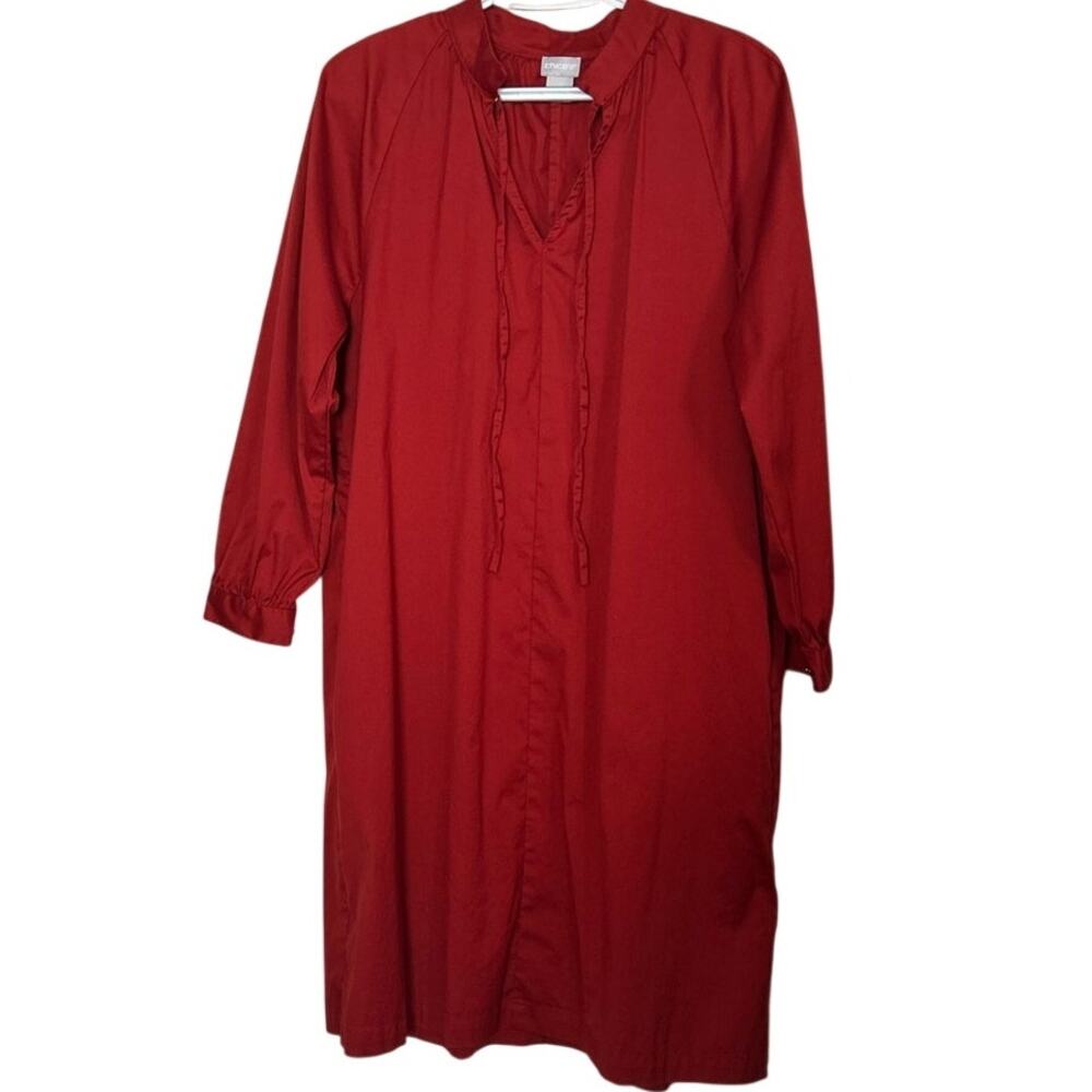 Chico’s Women's Rust Long‎ Sleeve V-Neck with Ties Shift Dress Size 1 = 8 Medium
